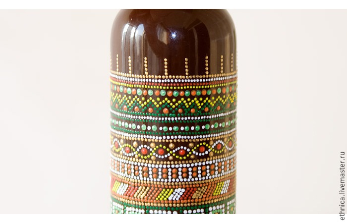 Точечная роспись бутылки в африканском стиле, фото № 35