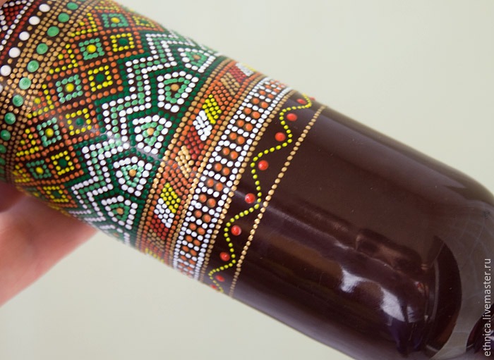 Точечная роспись бутылки в африканском стиле, фото № 29