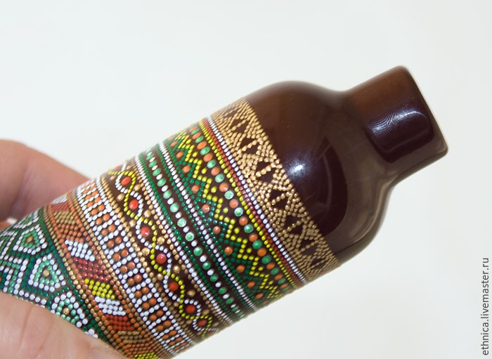 Точечная роспись бутылки в африканском стиле, фото № 37