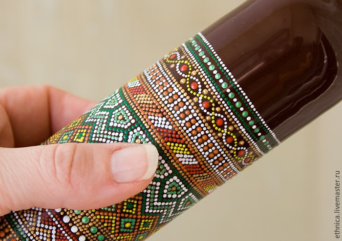Точечная роспись бутылки в африканском стиле, фото № 32