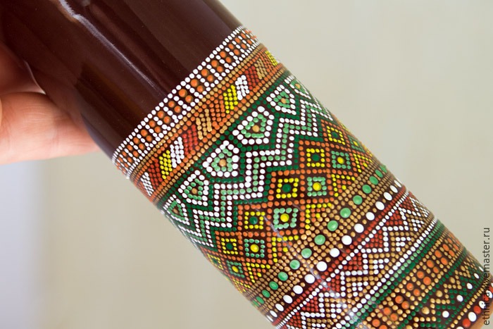 Точечная роспись бутылки в африканском стиле, фото № 27