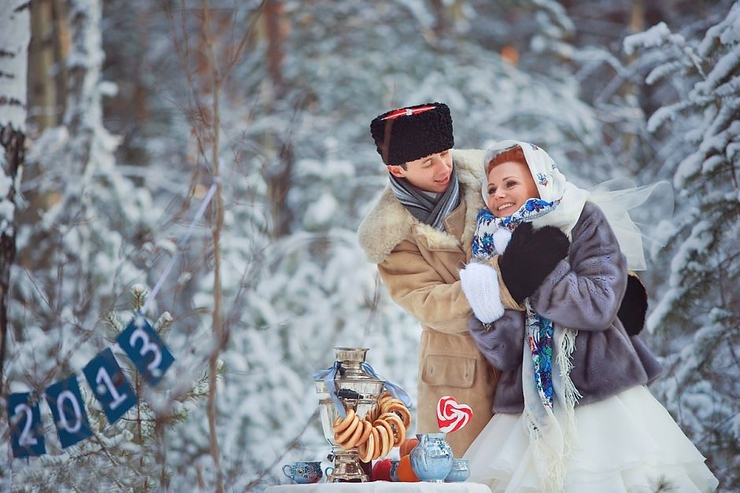 Зимняя современная свадьба в русском стиле: детали, создающие настроение, фото № 8