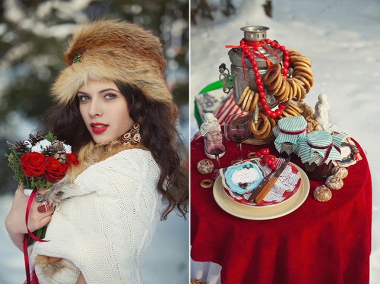 Зимняя современная свадьба в русском стиле: детали, создающие настроение, фото № 13
