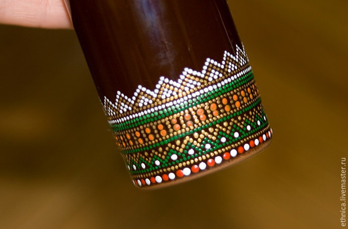 Точечная роспись бутылки в африканском стиле, фото № 10