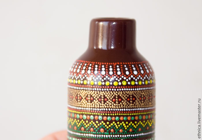 Точечная роспись бутылки в африканском стиле, фото № 41