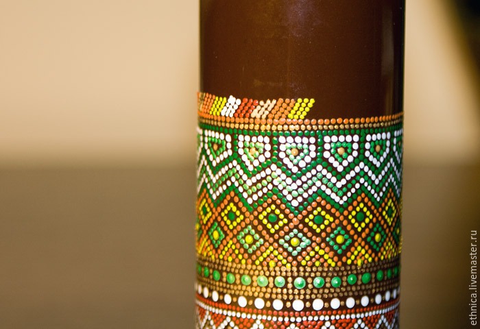 Точечная роспись бутылки в африканском стиле, фото № 25