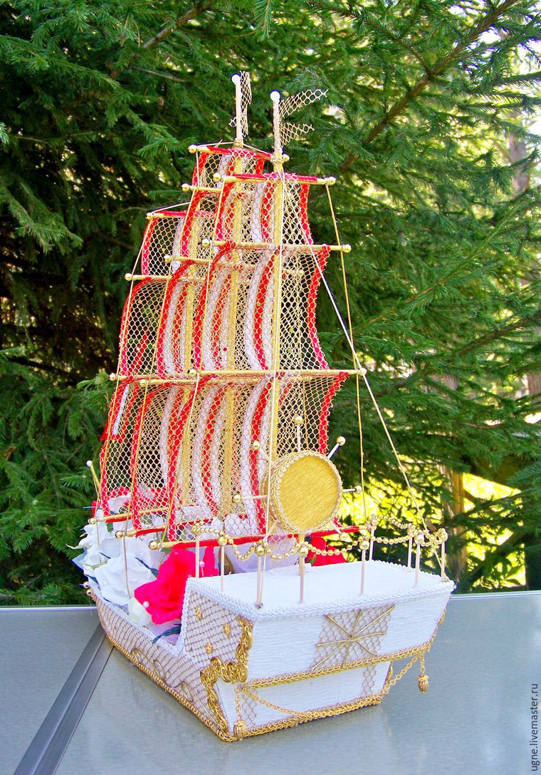 Мастер-класс: свадебный корабль из конфет, фото № 26
