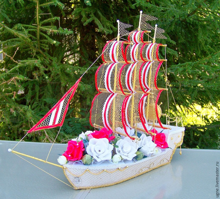 Мастер-класс: свадебный корабль из конфет, фото № 28