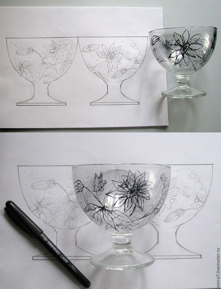 Декорируем графин и бокалы в технике гравировки по стеклу, фото № 13