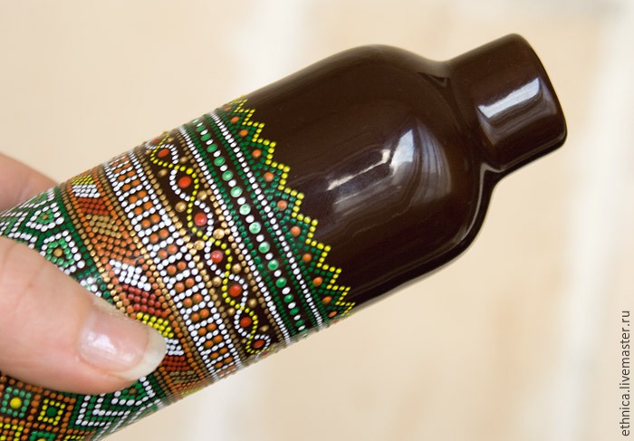 Точечная роспись бутылки в африканском стиле, фото № 33