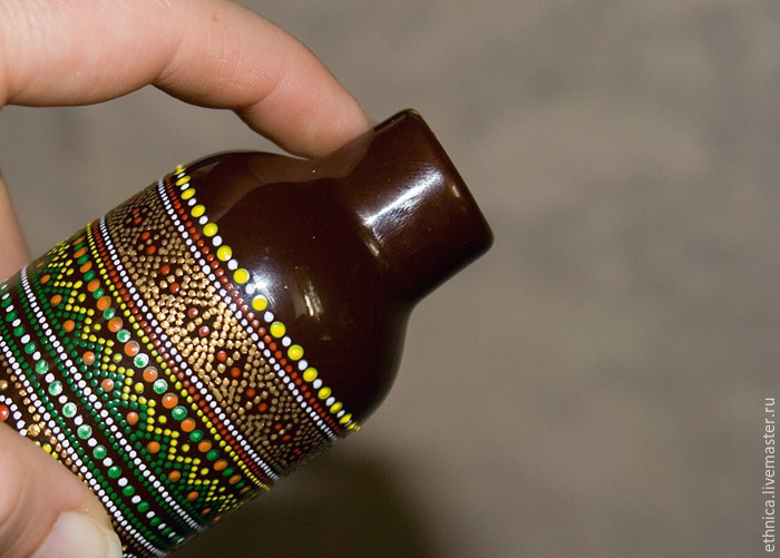 Точечная роспись бутылки в африканском стиле, фото № 38