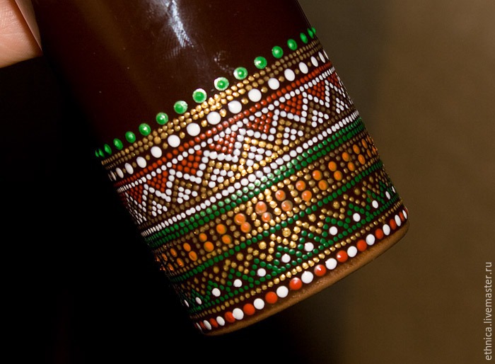 Точечная роспись бутылки в африканском стиле, фото № 14
