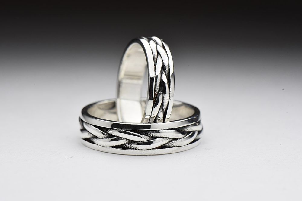 Необычные обручальные кольца из серебра ручной работы, фото № 9