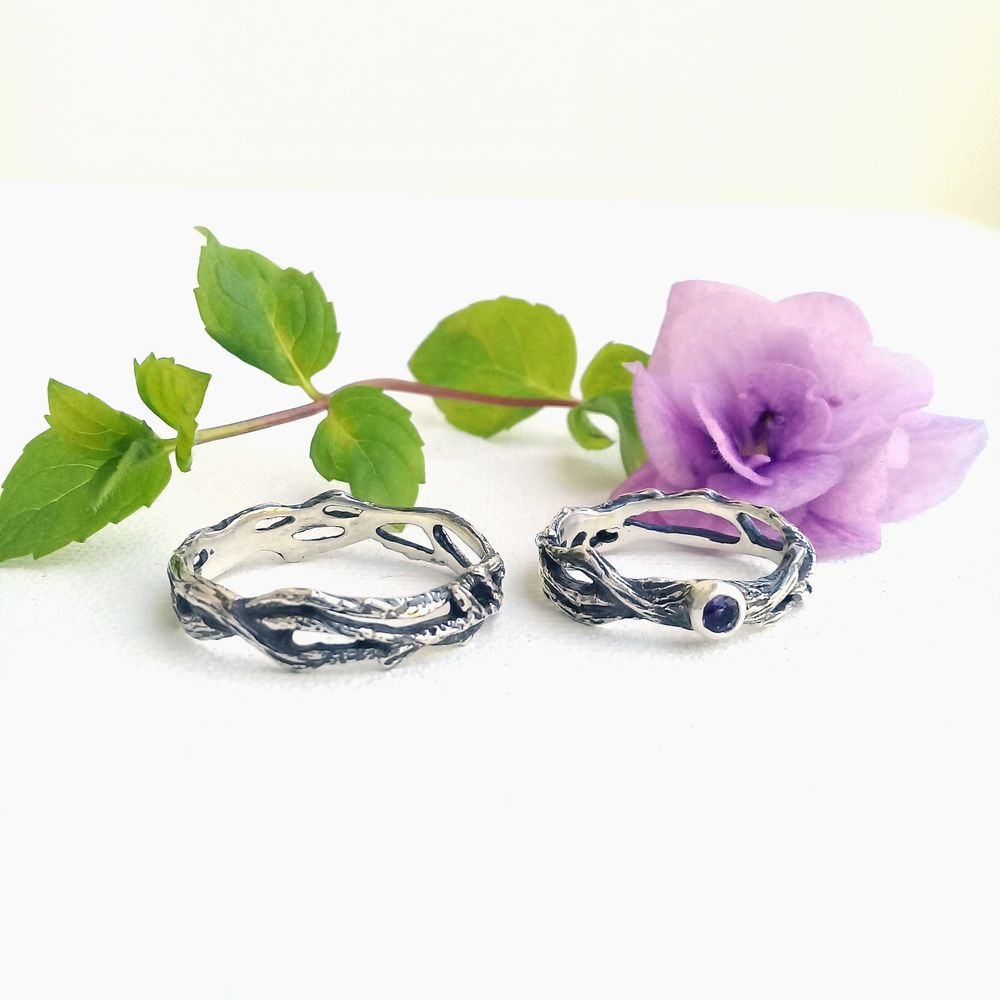 Необычные обручальные кольца из серебра ручной работы, фото № 3