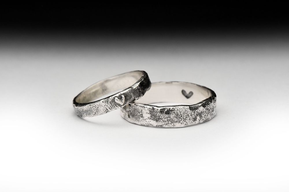 Необычные обручальные кольца из серебра ручной работы, фото № 8