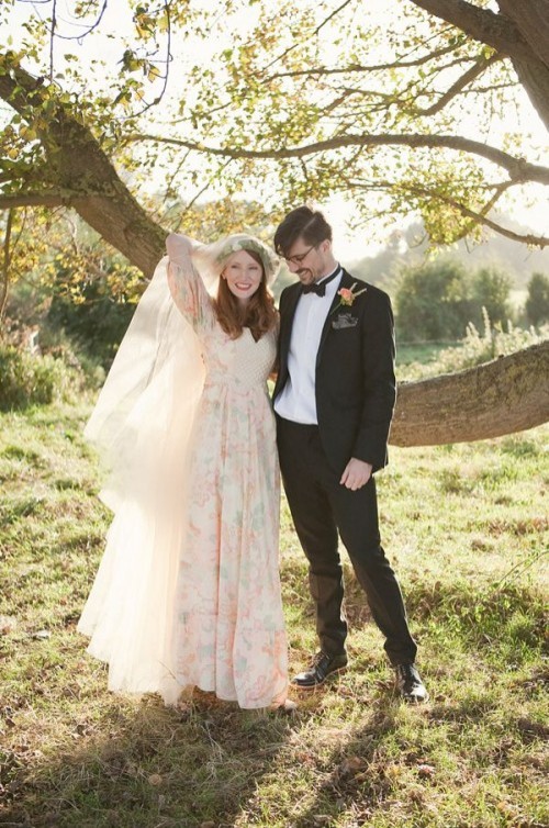 свадебное платье с цветочным принтом