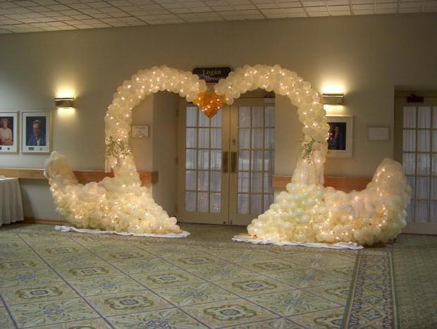 украшение зала шарами на свадьбу недорого