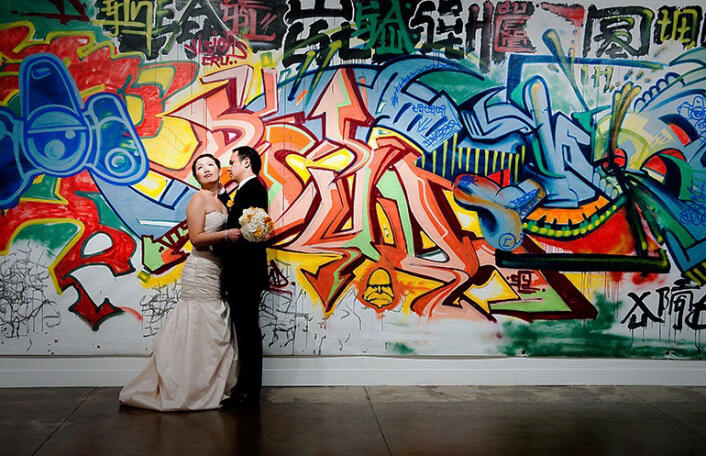 идеи для свадебной съемки: граффити