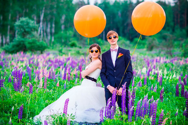 оранжево-синяя свадьба