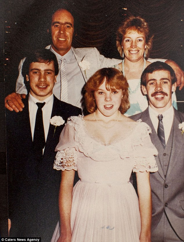 Shirley and Frank, back row, with three of their children, from left, Reece, Cindy and Darren, on Darren