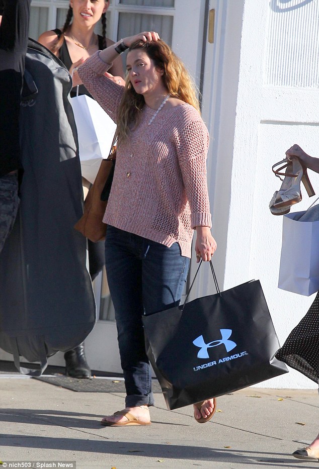 Moving on: Drew was pictured in Beverly Hills on Friday afternoon before heading up to Carmel for her wine release party that night