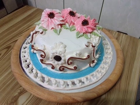 украшение тортов ( торт голубой пояс), cake decoration (a blue belt cake)