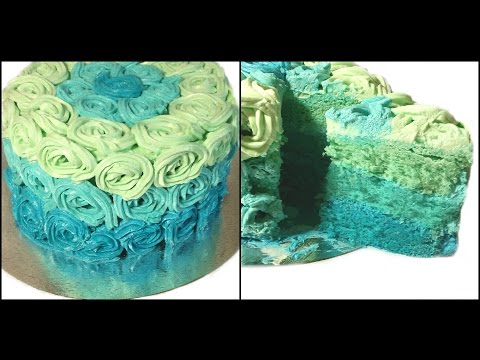 Торт ОМБРЕ голубой (градиентный торт)