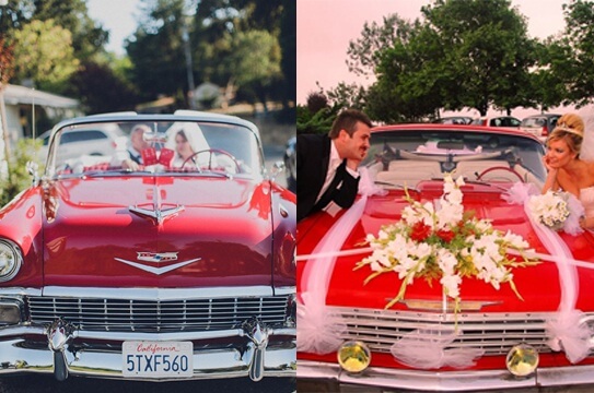 Автомобиль для свадьбы в красном стиле