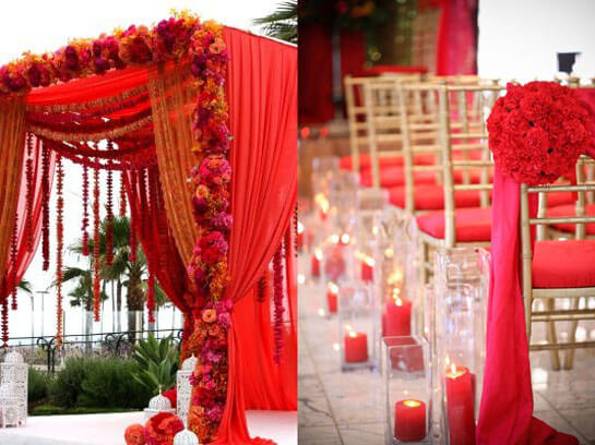 Помещение для свадьбы в красном стиле 