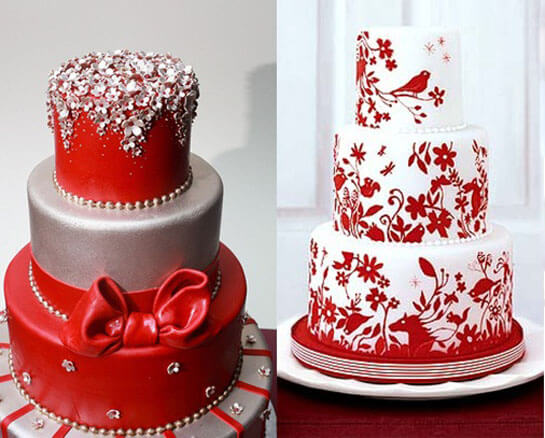 Праздничный торт для свадьбы в красном стиле