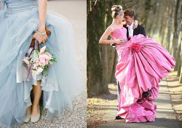 Свадебные платье: розовое и голубое