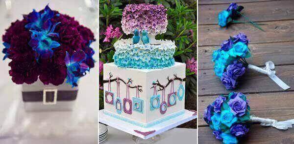 фиолетовый и голубой в свадебном торте