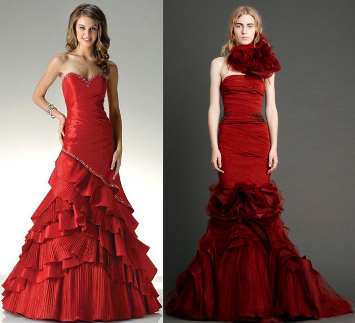 Красные свадебные платья, фото