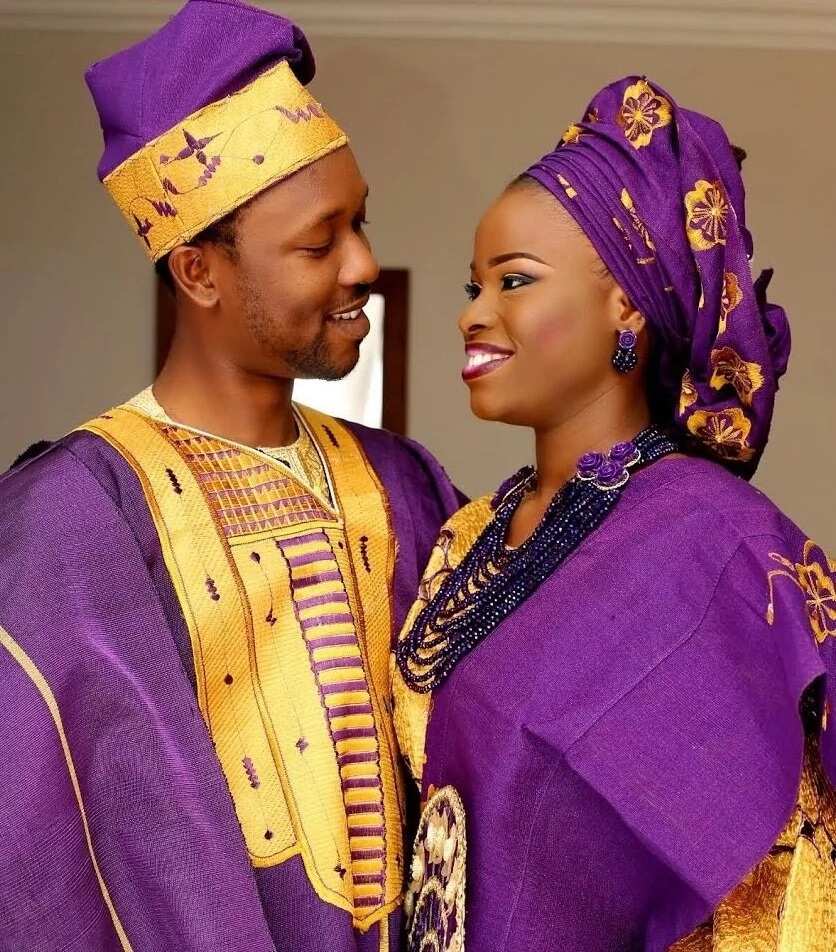 Purple and gold traditional Nigerian wedding