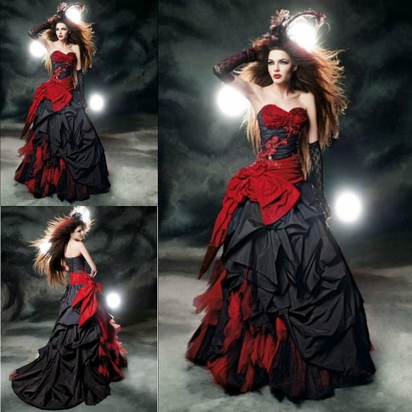 Черно-красное платье