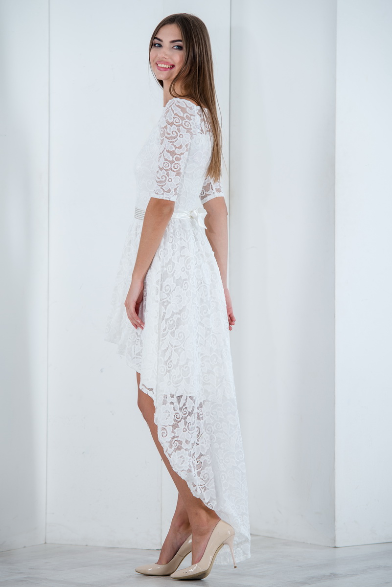 Нарядное белое вечернее платье для свадьбы