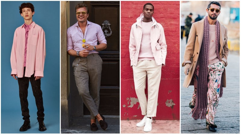 Мужчины в комплектах одежды с розовым цветом