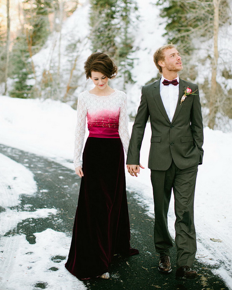 Необычное зимнее свадебное платье