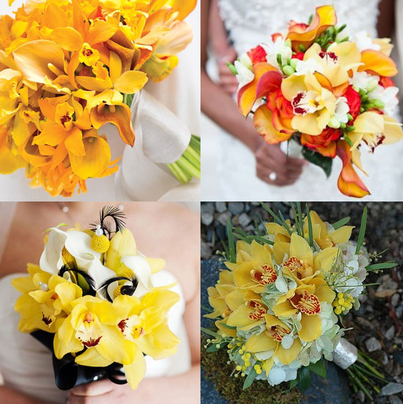 Букет невесты из орхидей желтого цвета