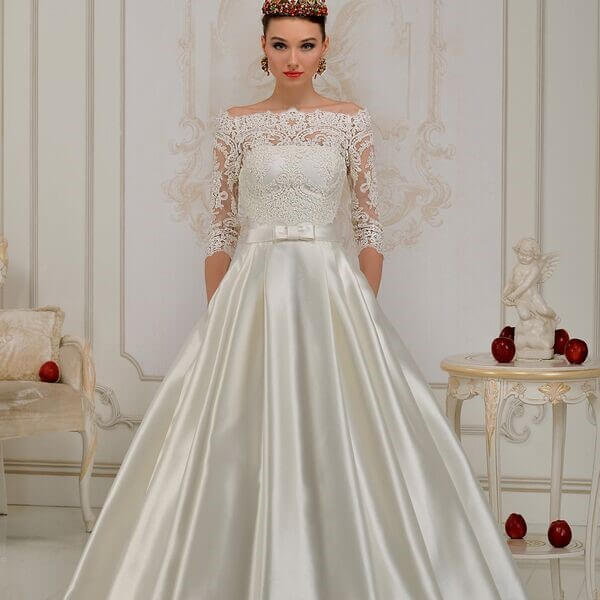 Атласное свадебное платье, вариант 12
