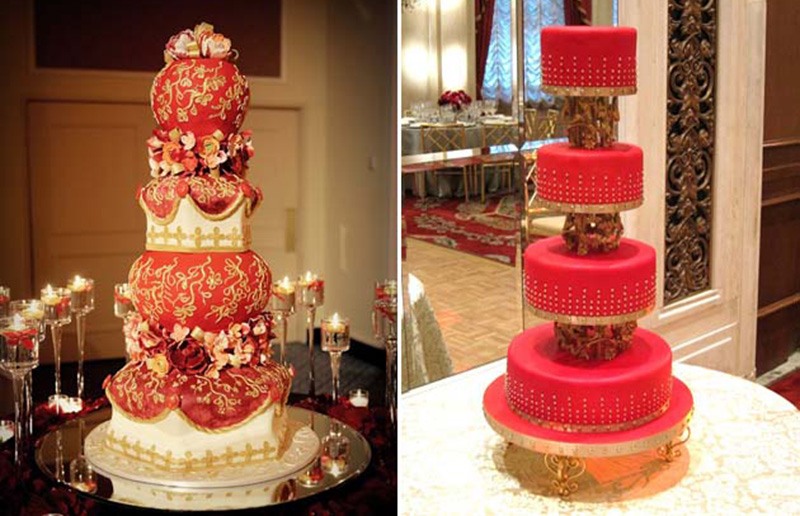 Красный свадебный торт фото 14