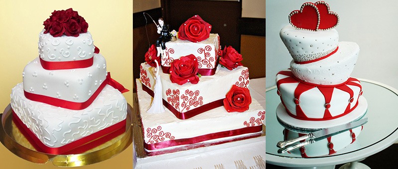 Красный свадебный торт фото 5