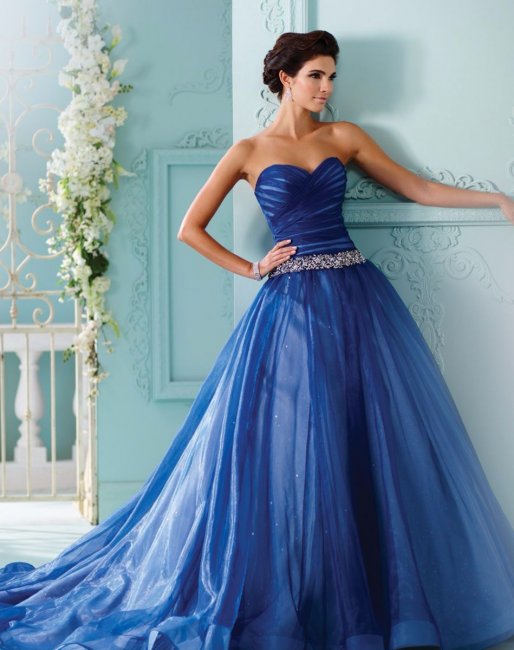 Синее свадебное платье