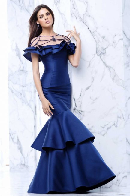 Синее свадебное платье годе