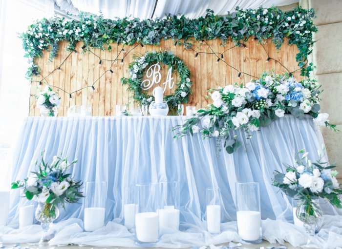 Голубой цвет в оформлении свадьбы