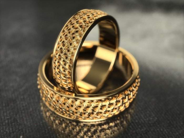 Обручальные кольца с элементами плетения