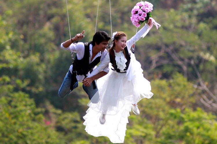 Свадебная фотосессия в воздухе