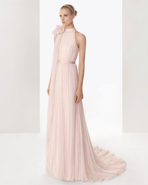Розовое простое свадебное платье