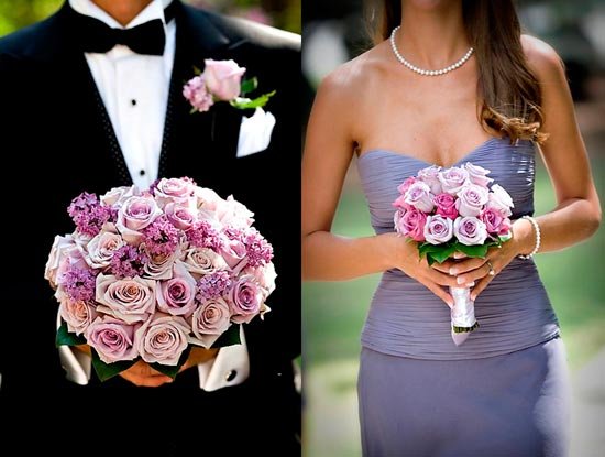 Наряды жениха и невесты в фиолетовом цвете