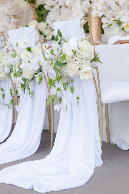 Ткань в декоре свадебных стульев